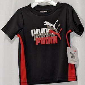 PUMA Baby Amplified Graphic Logo T-Shirt Size 12 M Black/Red NWT